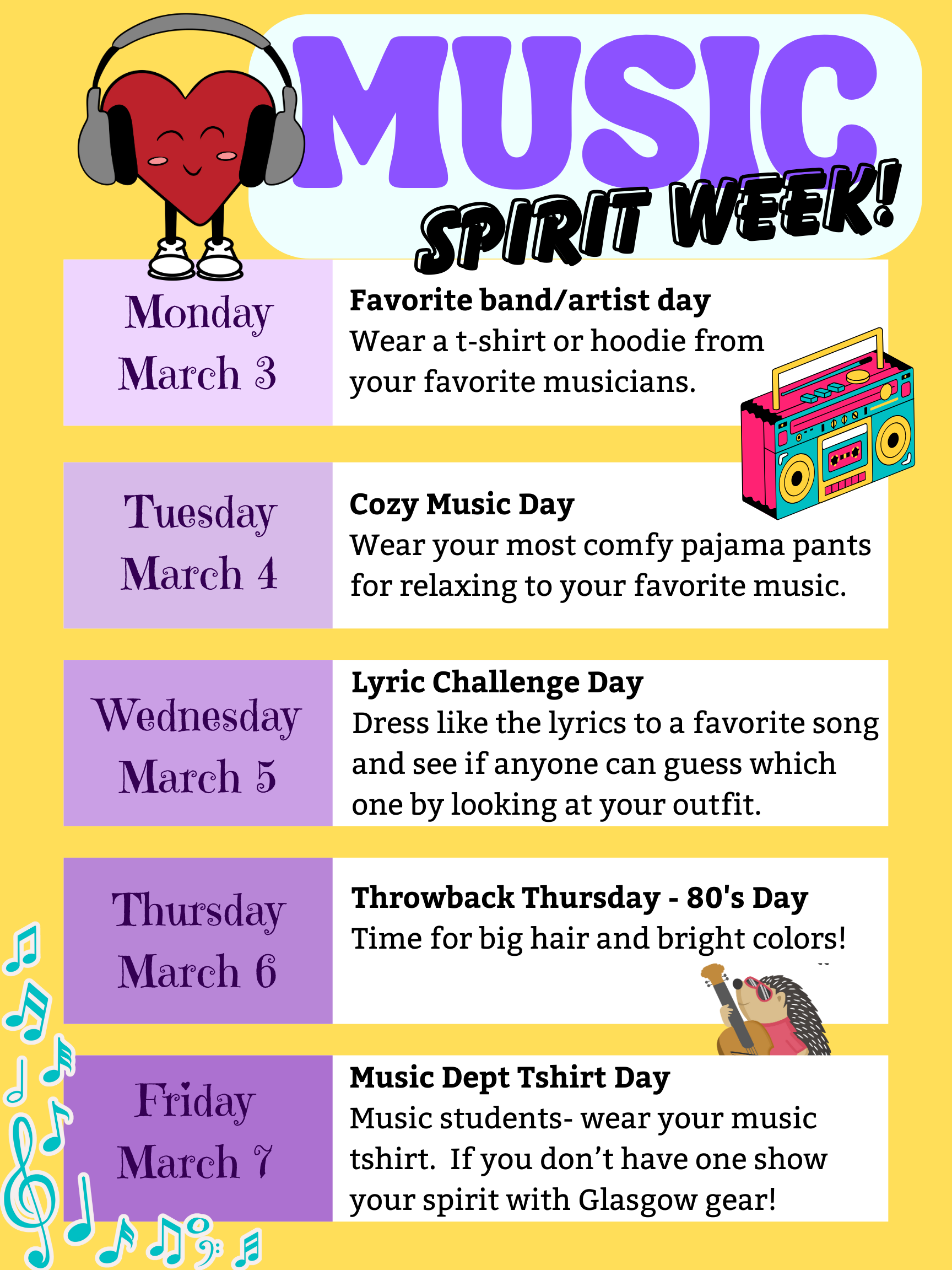 music spirit week